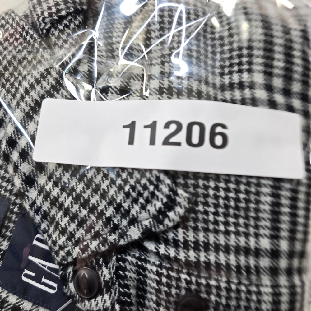 Gap Flannel Shirt Womens Small Black White Houndstooth Cotton Big Shirt NEW‎ - Picture 11 of 11
